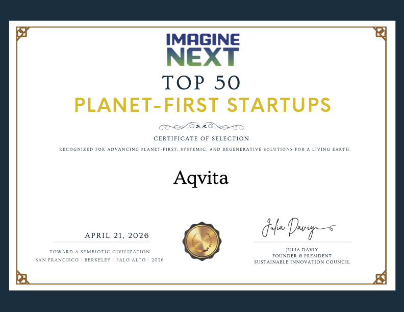 Aqvita Selected Among the Top 50 Planet-First Startups by the Sustainable Innovation Council